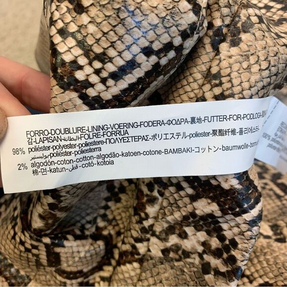 Zara Snake Print Faux Leather Pants Sand Brown High Waist Sz S - Picture 11 of 17